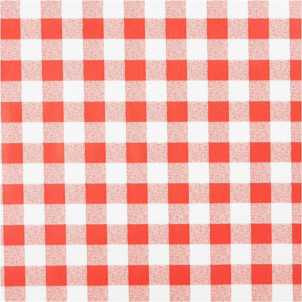Washcloth, checked, w: 140 cm, red, white, 20 m 1 roll