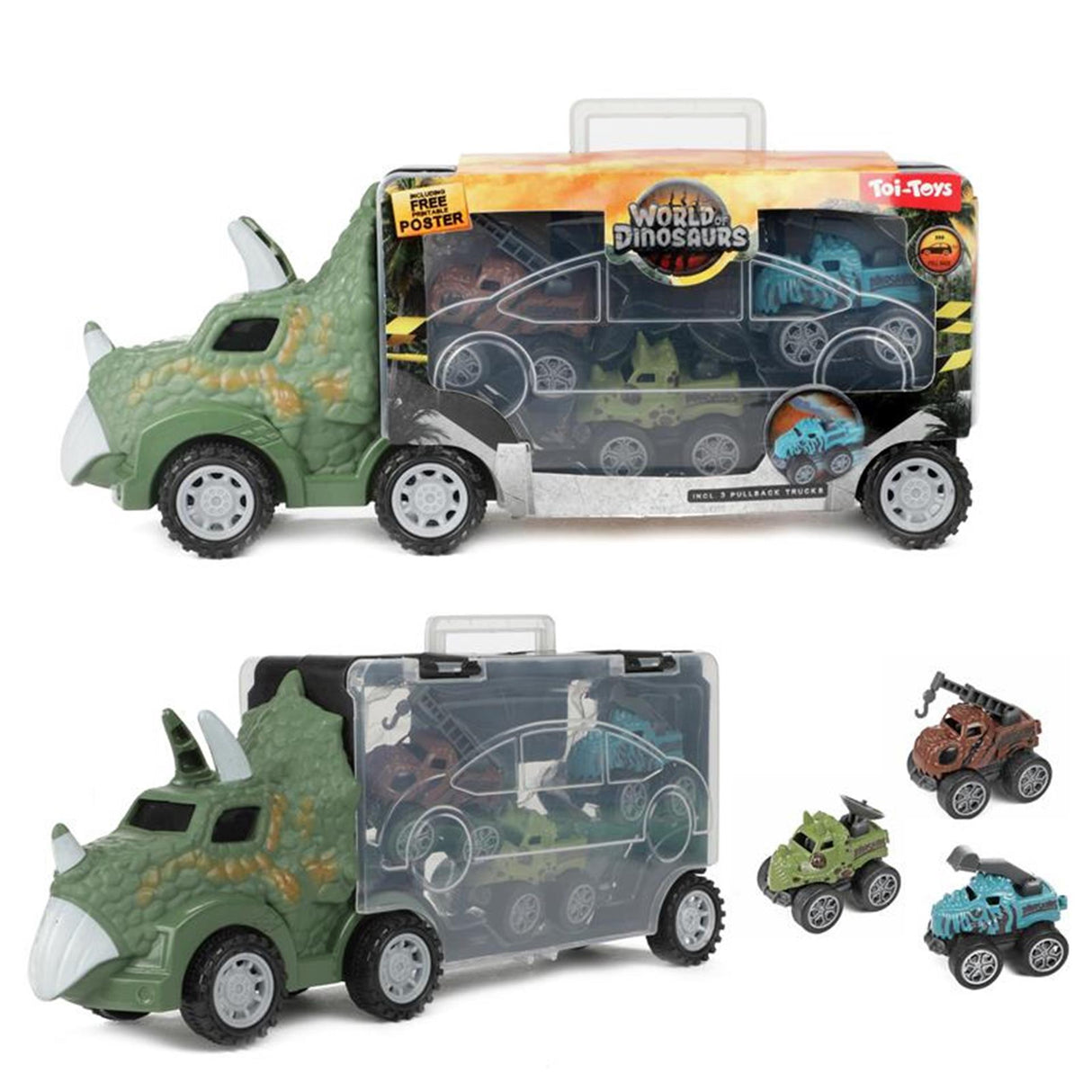 World of Dinosaurs Dino Truck with 3 Pull-back Cars