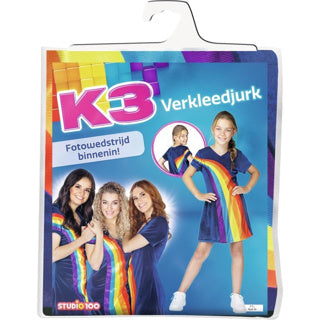 K3 robe robe arc-en-ciel bleu, 9-11 ans