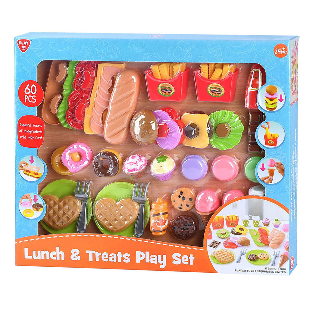 Playgo toy food lunch and snacks play set - 60 pieces.