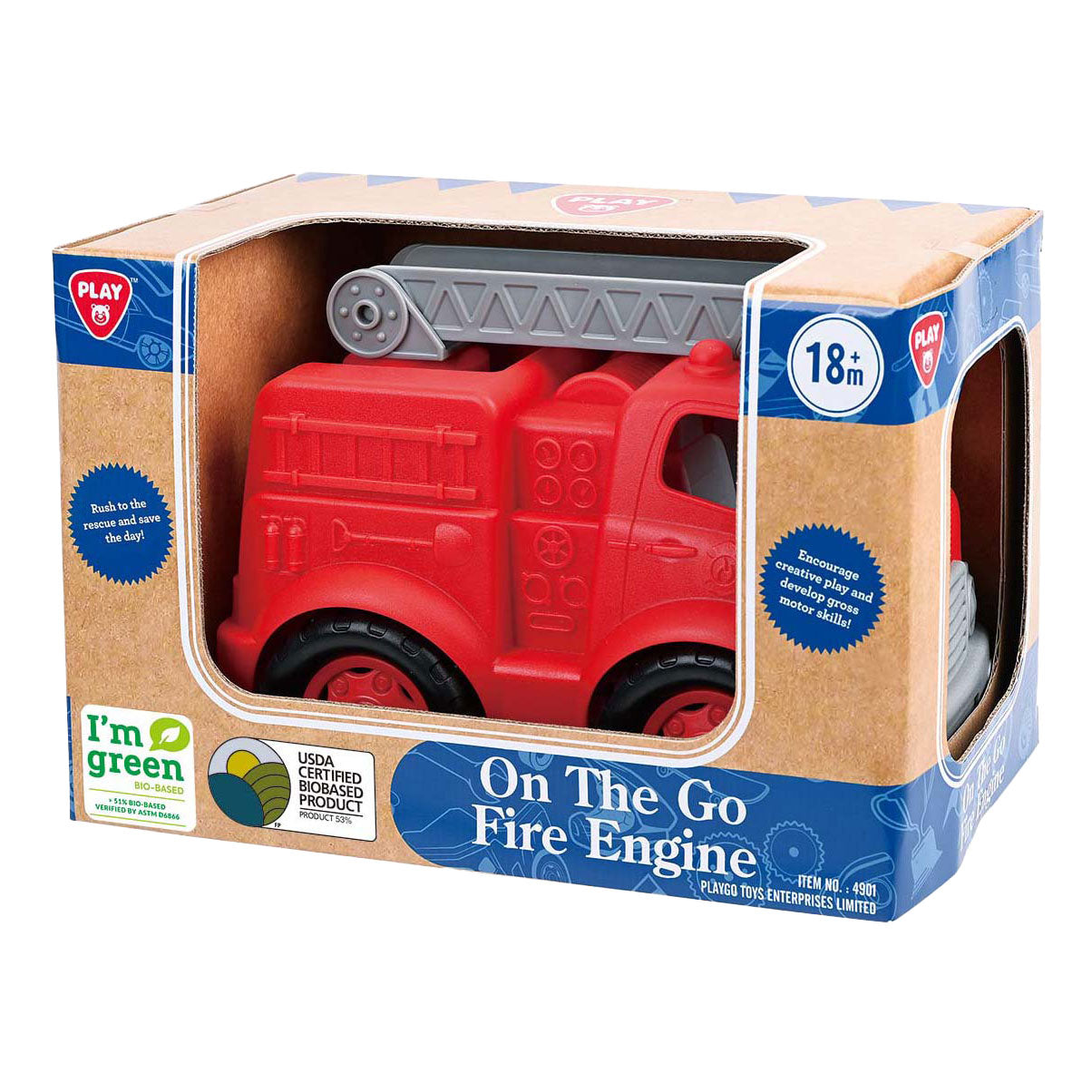 Playgo biopohjainen paloauto punainen