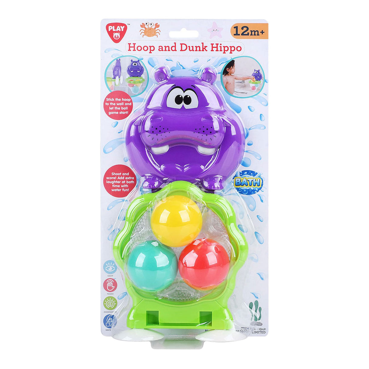 Playgo bath toy basketball hippo play set - 4 pieces.