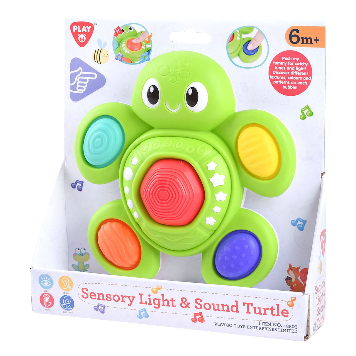 Baby tartaruga sensoriale Playgo con luce e suono