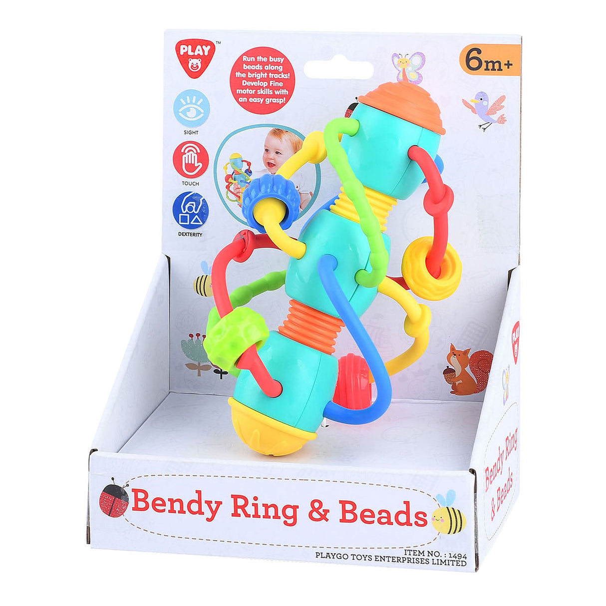 Playgo baby toy with rings and beads