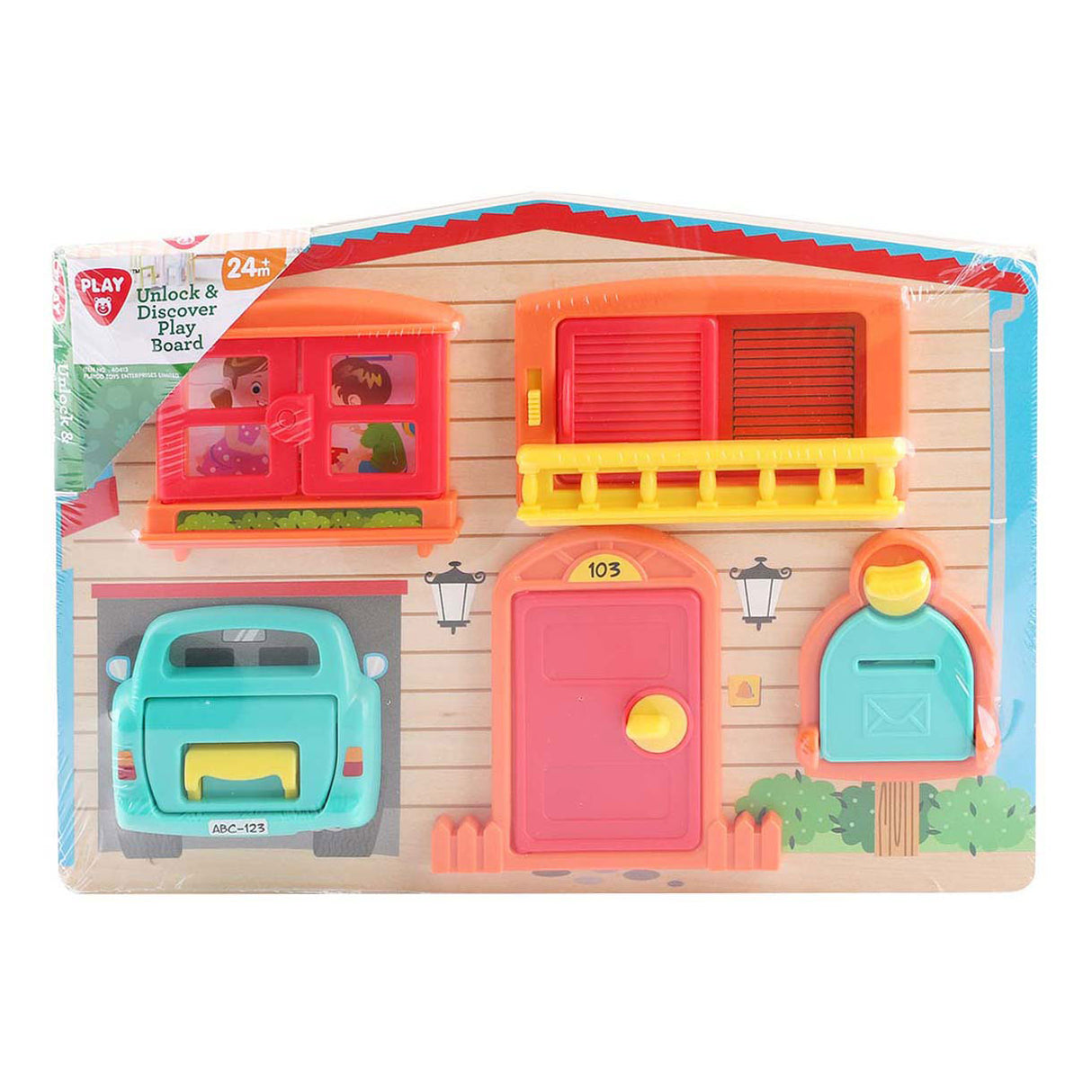 Play unlock and discover game board wood house