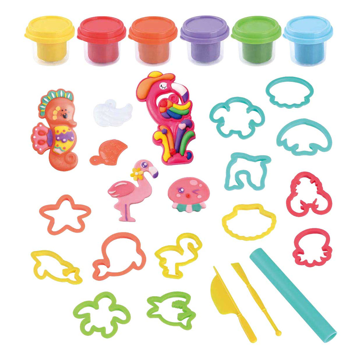 Set di argilla Playgo animali costieri - 6 vasi di terracotta