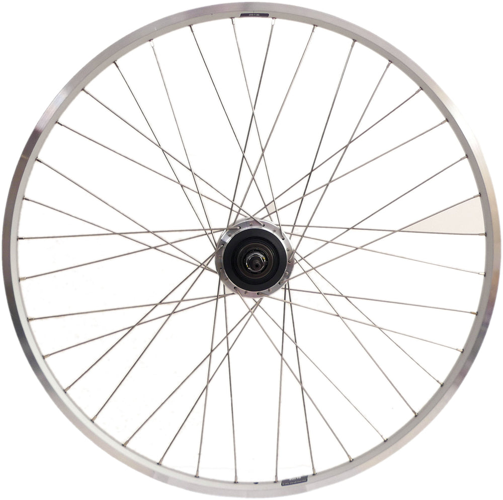 Achterwiel 28 nexus 7 rollerbrake naaf met zilveren velg en rvs spaken