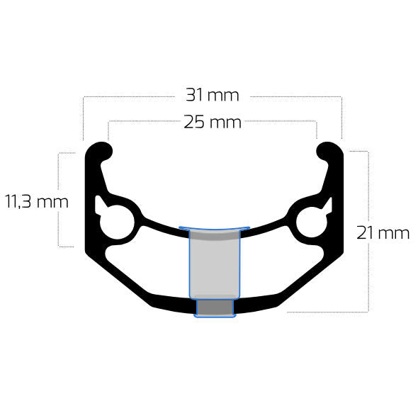 Ryde Relg Zac Bull 28 29 622 x 25c Aluminium 36 Huller 14g sort skærpet