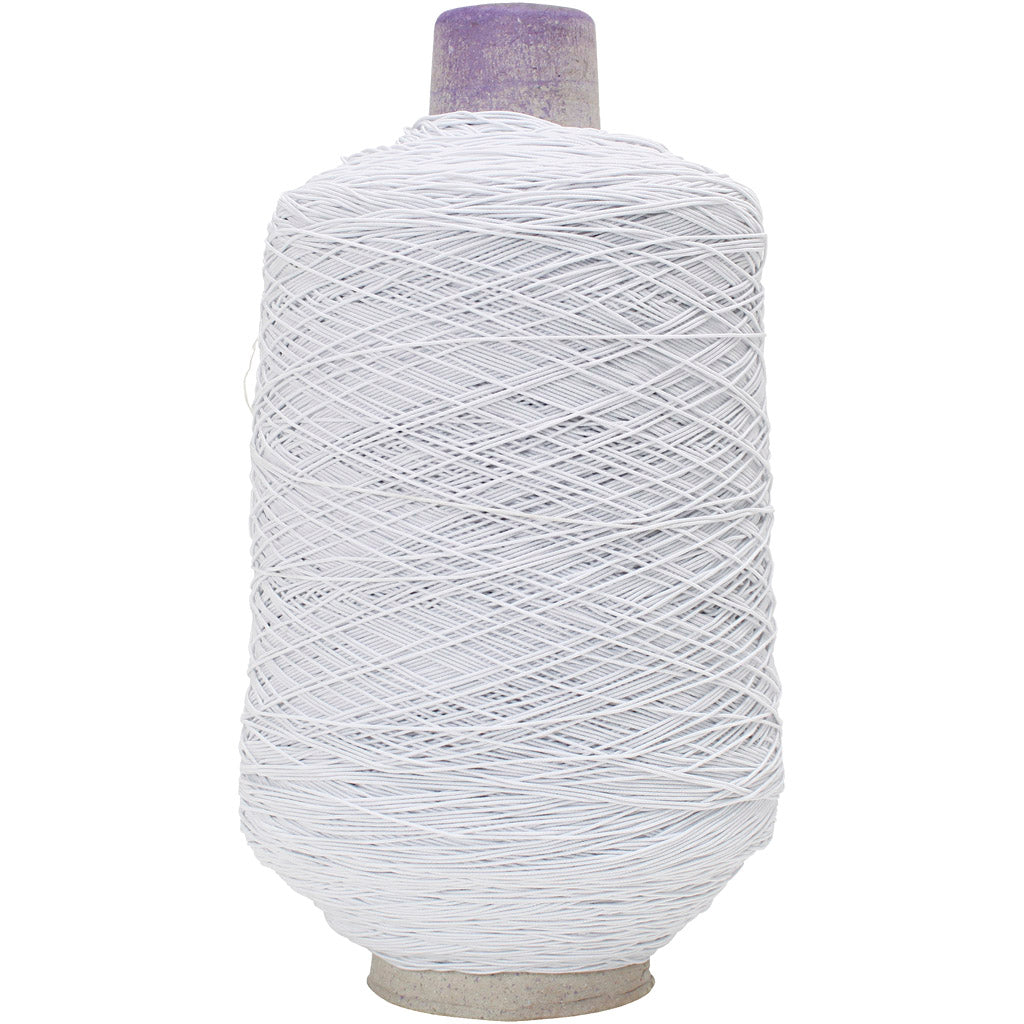 Thin, round elastic yarn, white, 1500 m 1 roll