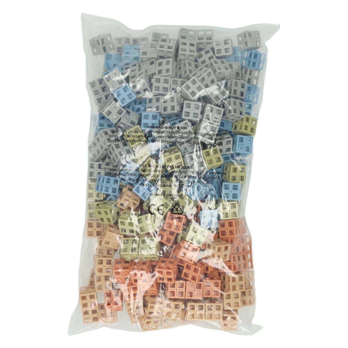 Connectable grid blocks natural colors - 300 pcs.