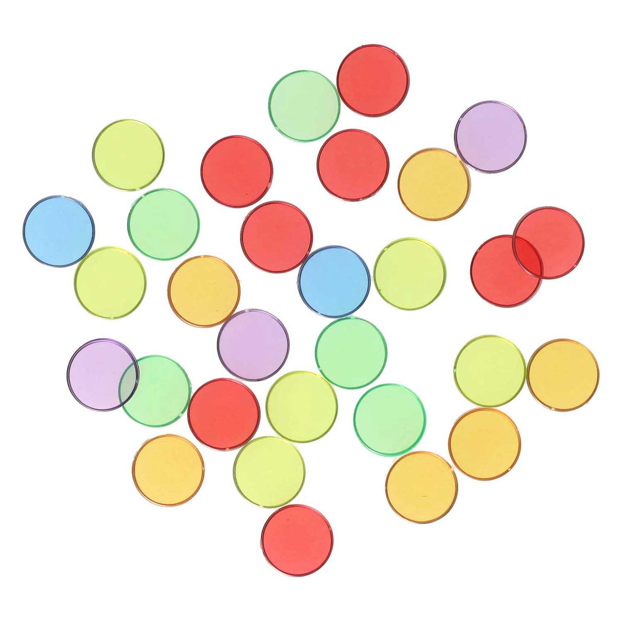 Färgade transparenta chips - 100st.