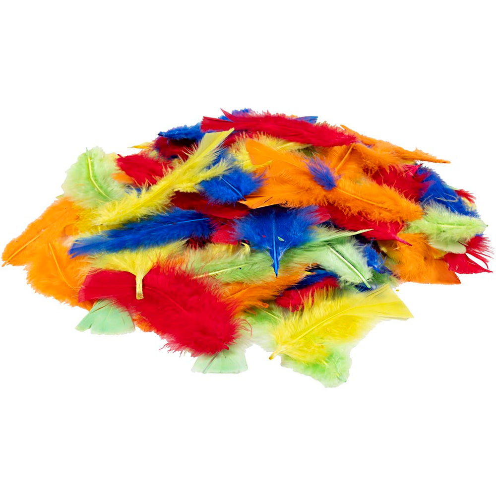 Creativ company down, l: 7-15 cm, various colors, 100 gr 1 bag