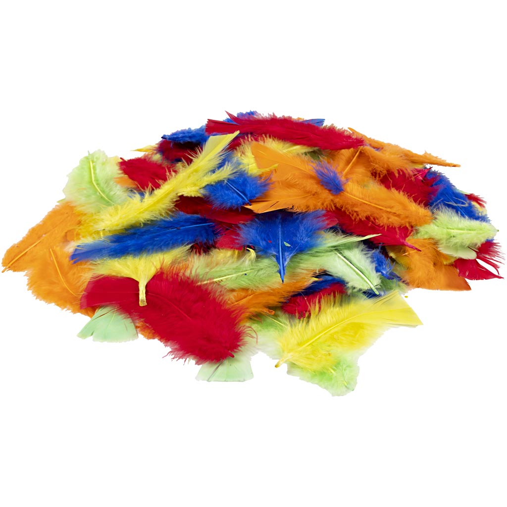 Creativ company down, l: 7-15 cm, various colors, 100 gr 1 bag