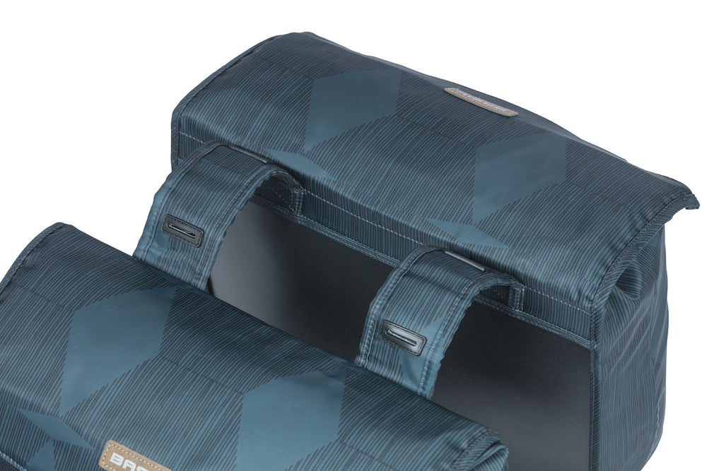 Bolso de bicicleta doble de elegancia de albahaca, azul, mascota reciclada, alimentada, cierre de retención de agua, puente universal, 40-49L