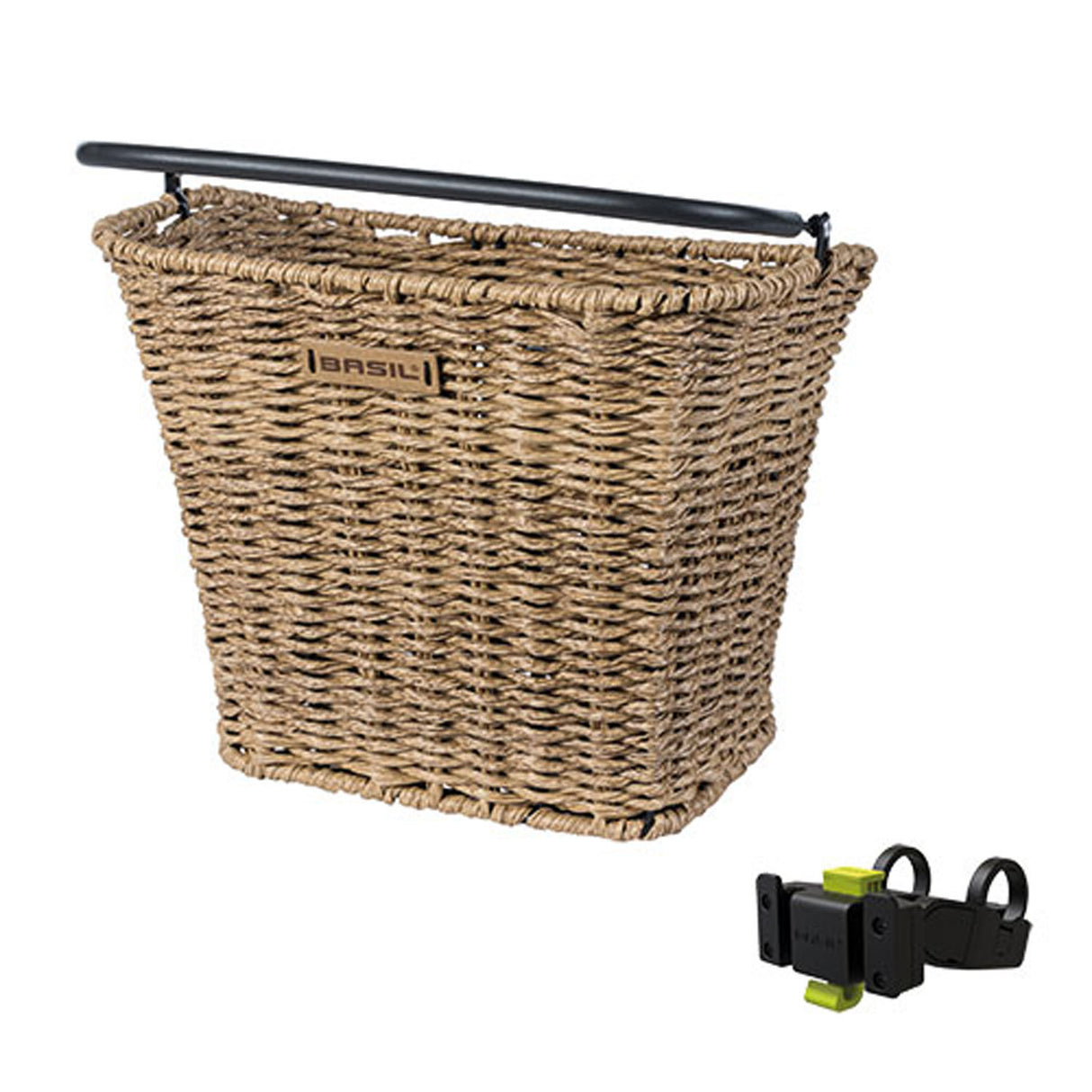 Basil Bremen Rattan Look KF - Basquero de bicicleta - Primero, incluido Basil KF Sterbar Bield Bielder - Marrón claro