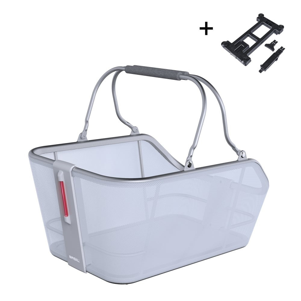 Basil bicycle basket cento tech fiber nordlicht mik 21 liters 39 x 24 x 15 cm blue silver