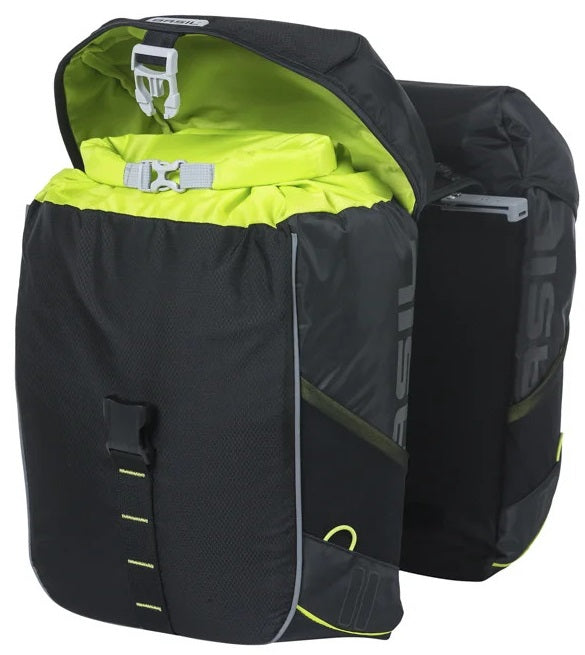 Basil double bicycle bag miles 34 liter 13 x 26 x 35 cm (2x) - black lime