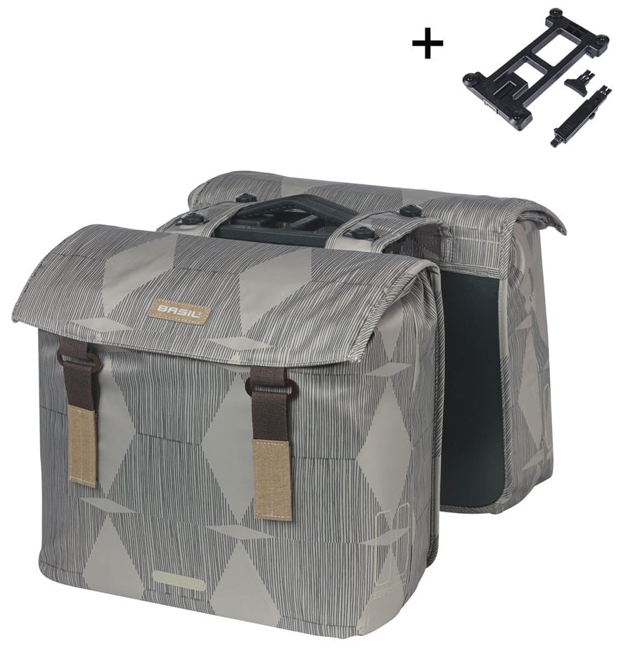 Basil Doble Bolsa de bicicleta Elegancia Mik 40 - 49 litros - Chateau Taupe