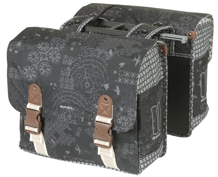 Dvojna kolesarska torba Basil bohème mik 35 litrov - črno oglje