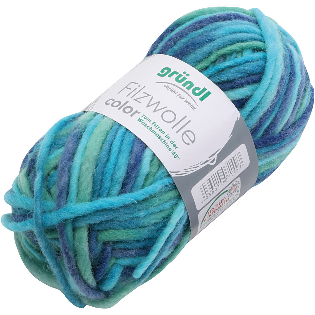 Wool yarn, turquoise blue, 50 gr 1 ball