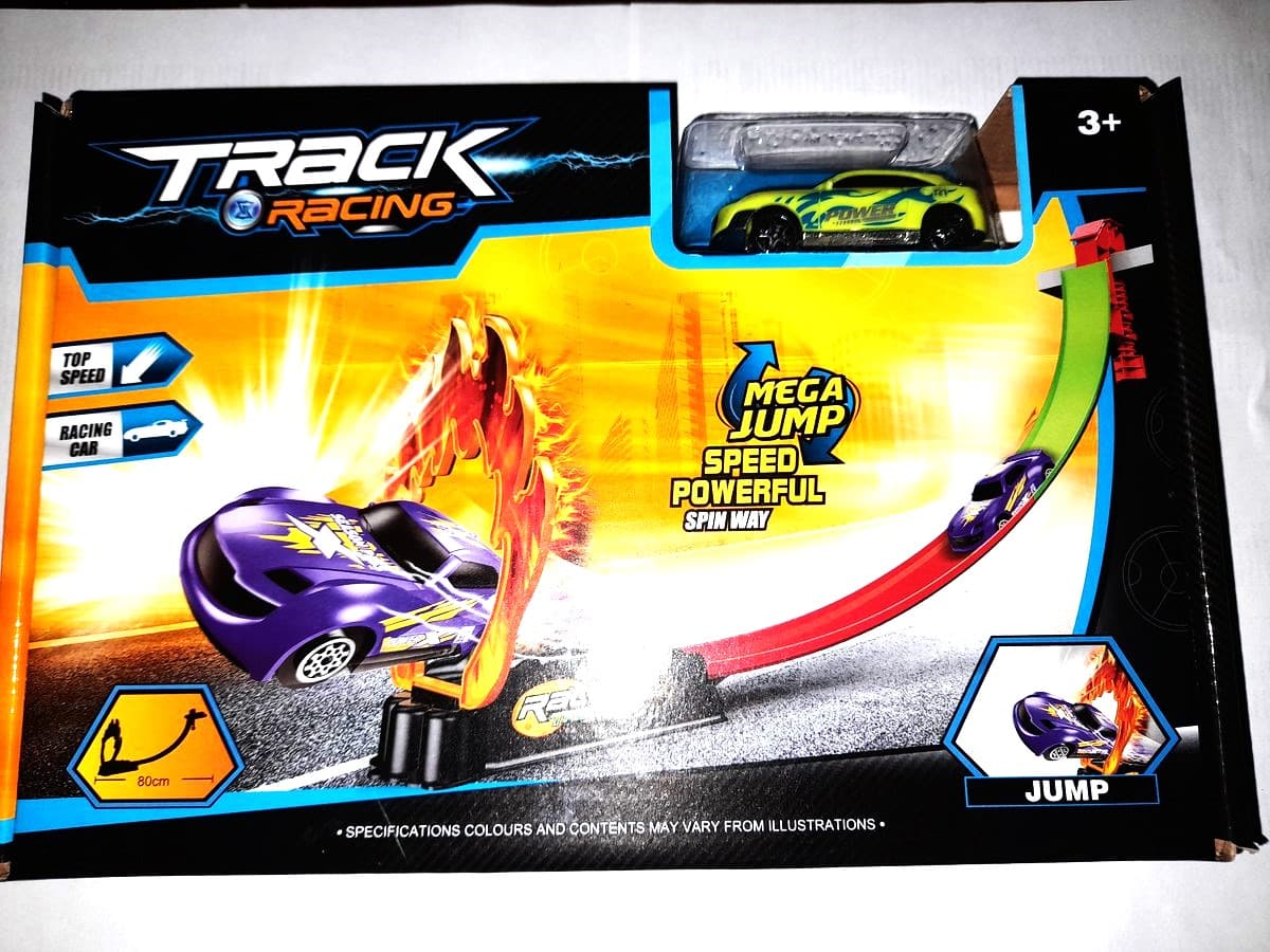 Jonotoys track racing racebaan inclusief 1 auto baan is 80 cm lang