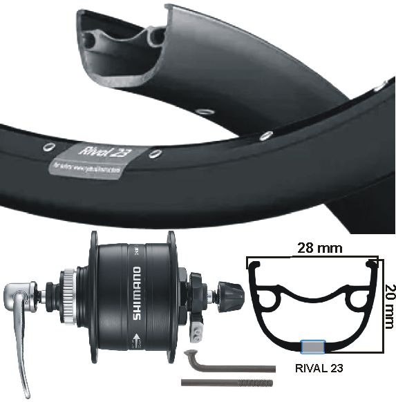 KGS přední kolo 28 palců (622) RIM Black Hub -Dynamo Centerlock Qr Black