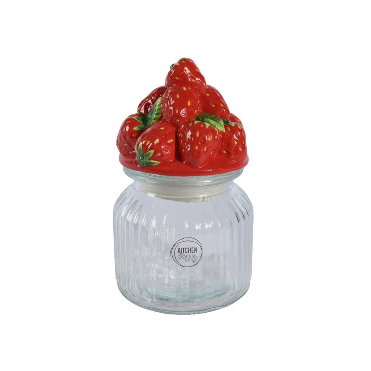 Decoris voorraadpot aardbei h19cm glas aardewerk