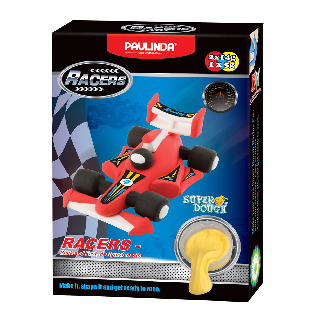 Paulinda super dough racing car clay - 3 colors of clay