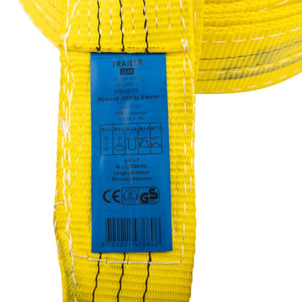 Pótkocsi TRAILERGEAR Emelő heveder 90 D 3 tonna 6 méter