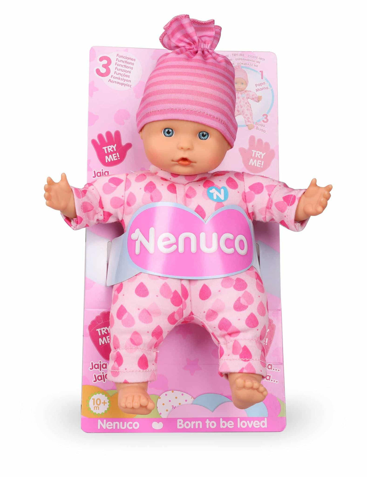 Famosa nenuco soft baby doll with 3 functions approximately 25 cm tall
