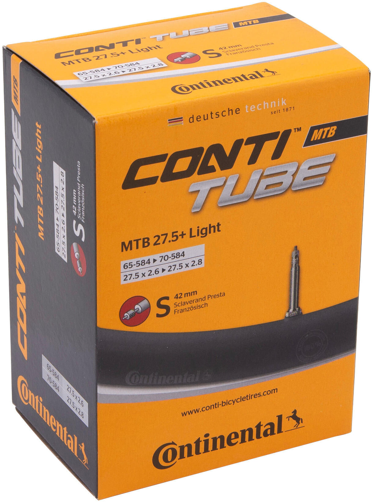 Continental binnenband mtb 27,5 b+ conti tube mtb 27.5 65 70-584 s42 lig
