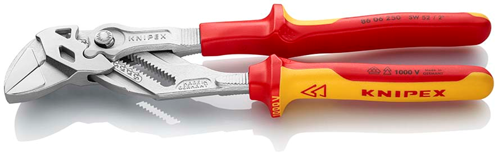 Knipex sleuteltang | 250 mm lengte | tang en schroefsleutel in eén | geïsoleerd | meer-componentengrepen - 86 06 250 sb