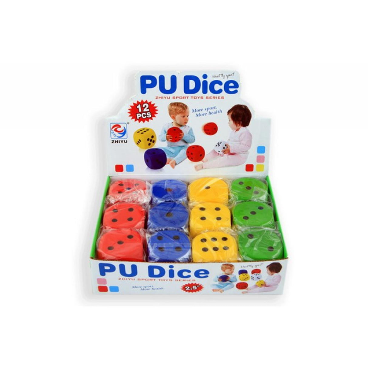 Dice soft 4cm display of 12 pieces