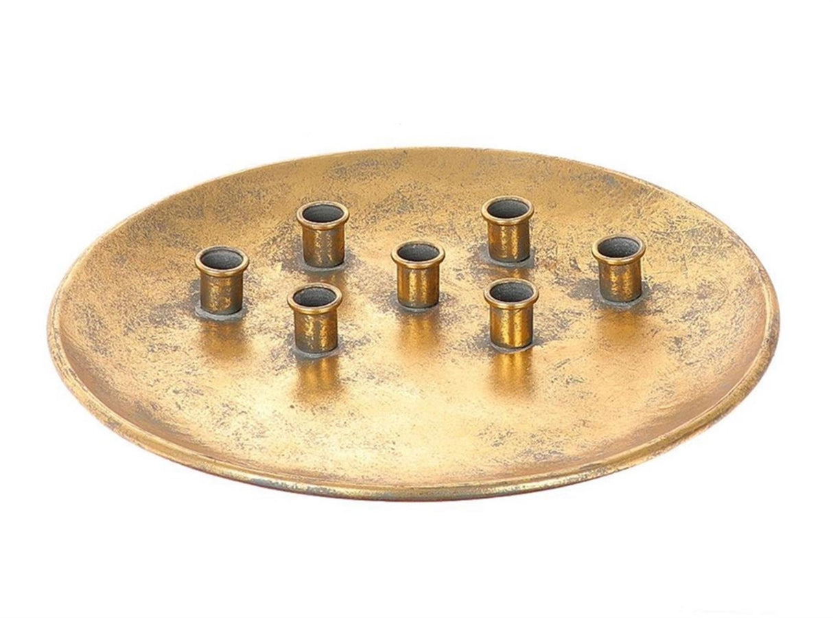 Hbx natural living kandelaar voor7 kaarsen ø30cm metaal