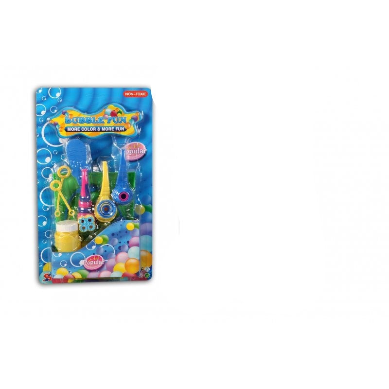 Bubble blowing set deluxe 8-piece on card