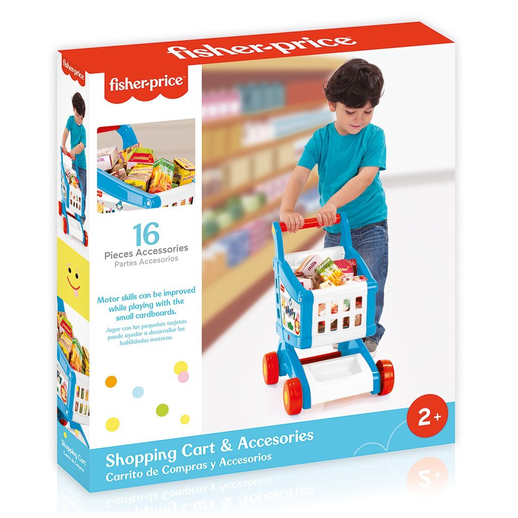 Dolu Fisher Price Shopping Cart + Tilbehør Hvidblå rød