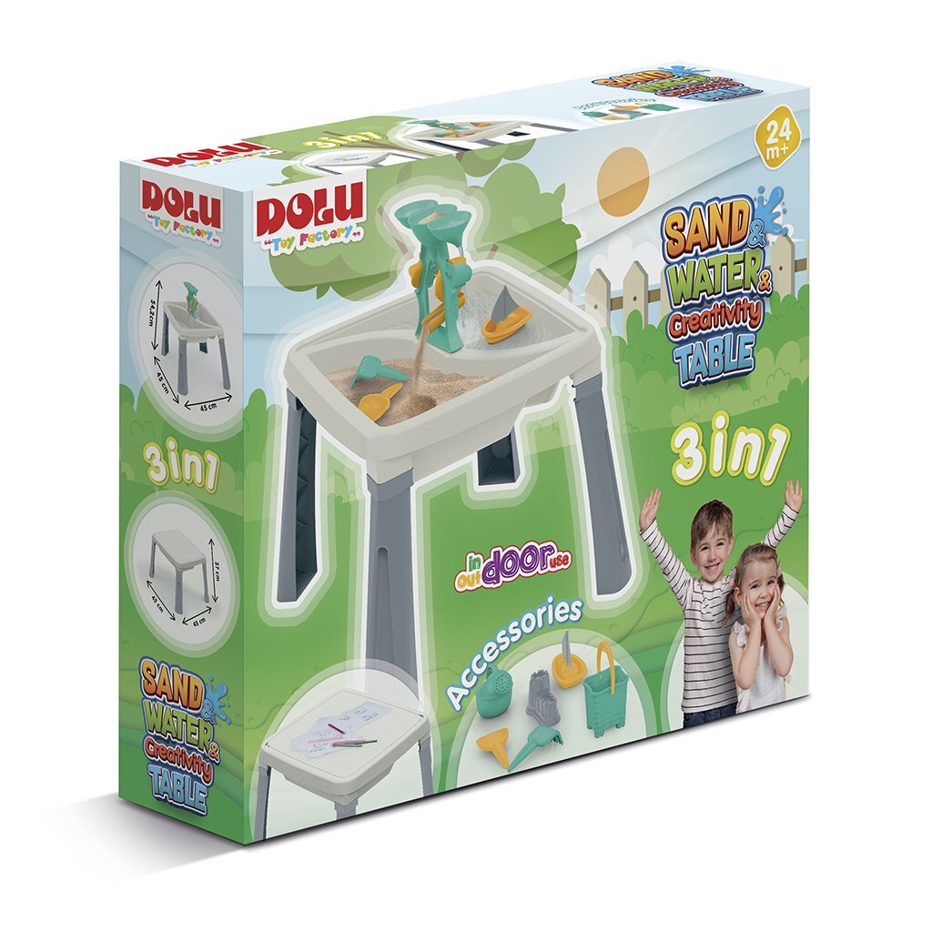Пясъчна водна маса Dolu + аксесоари бяло сиво