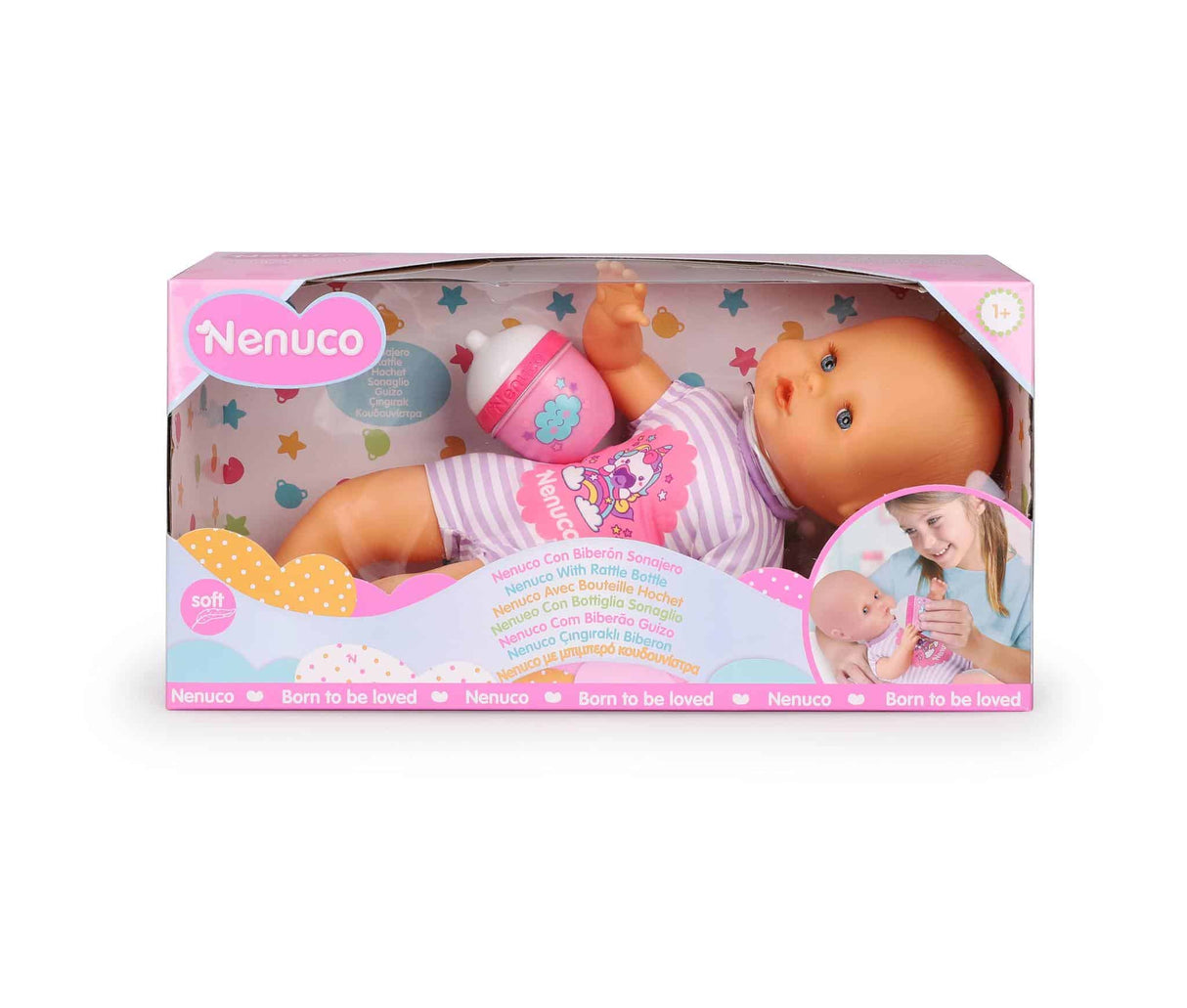 Famosa nenuco baby doll with soft purple body, approximately 32 cm tall