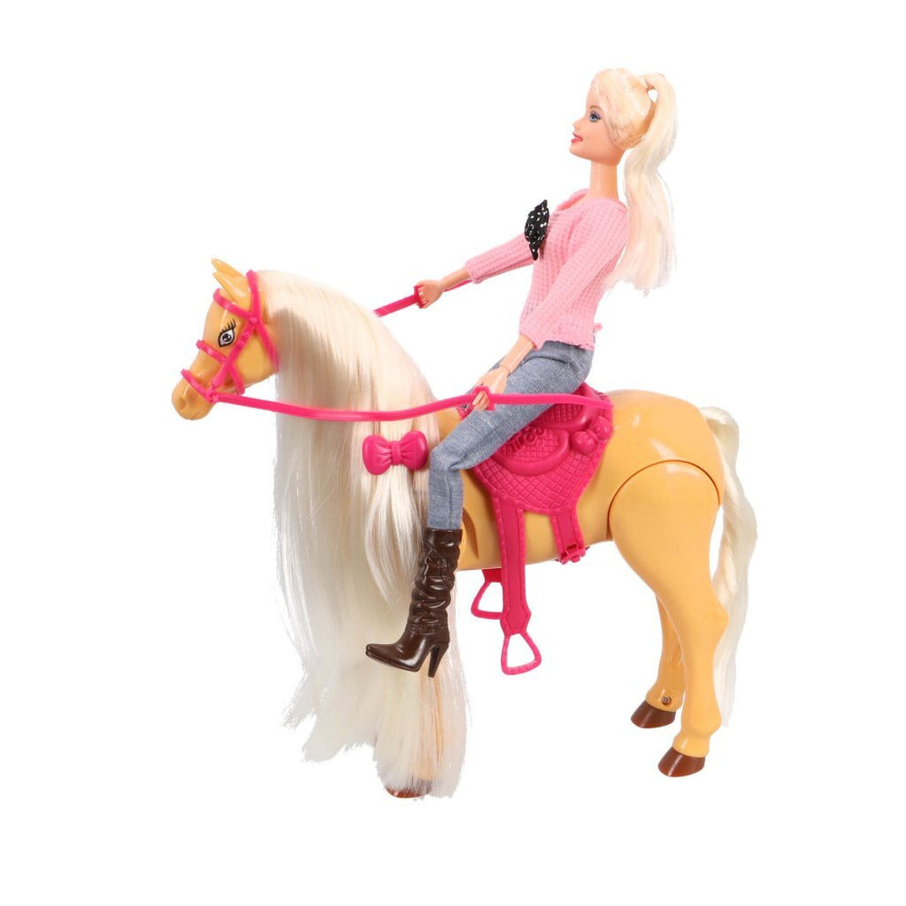 No brand doll with real walking horse playset