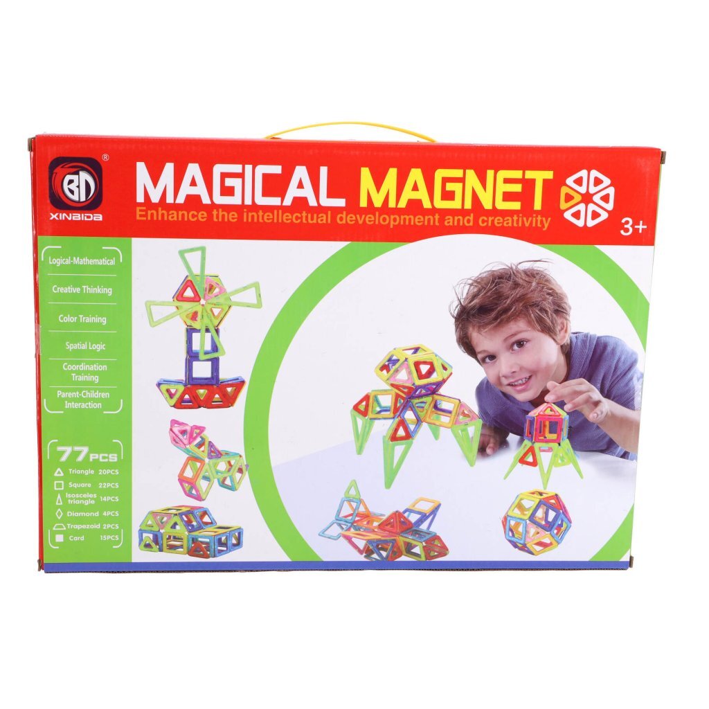 Science magnetic tiles various shapes 77 pieces 5.5 cm
