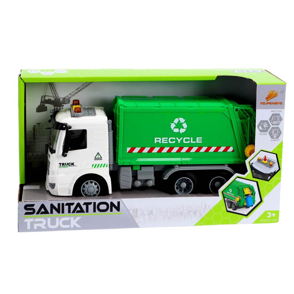 Otras marcas camion basura reciclado 30 cm + luz y sonido verde blanco