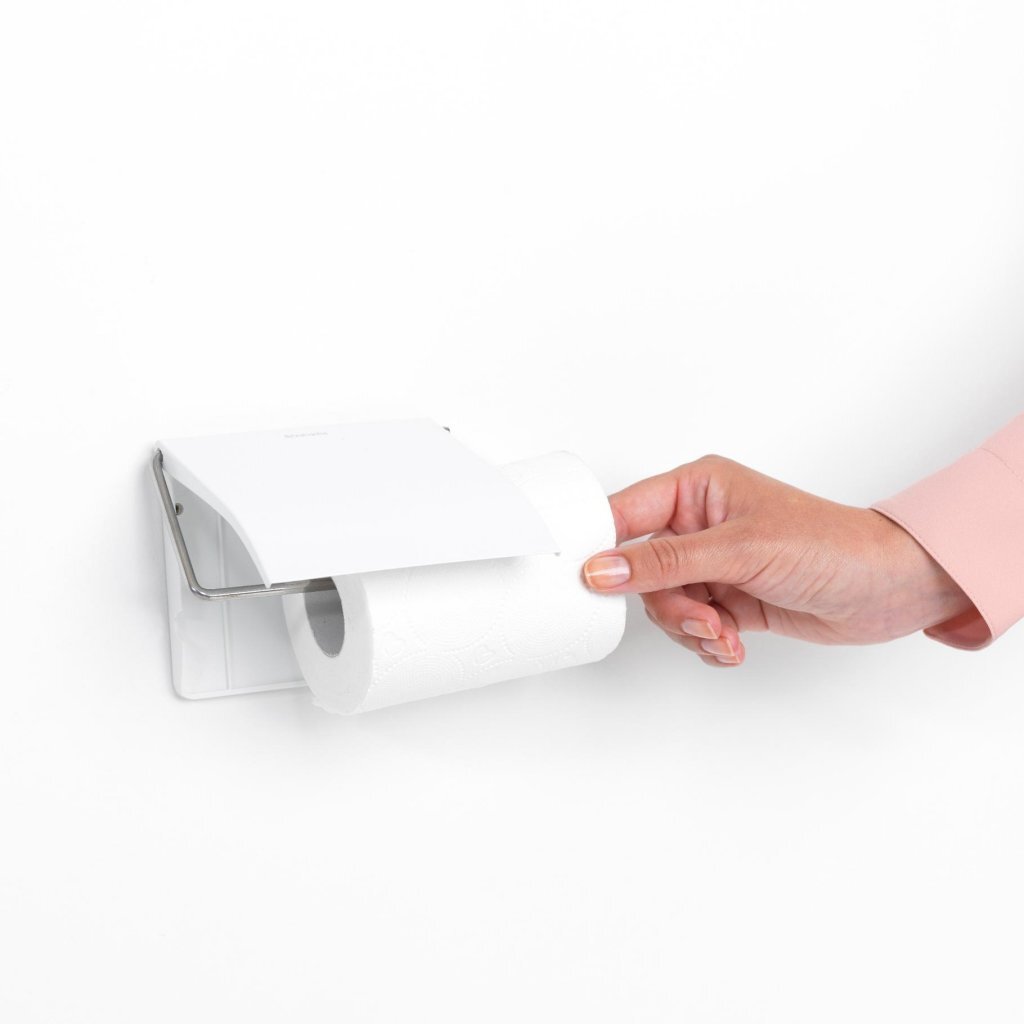 Brabantia renouveler le porte-rouleau de papier toilette avec rabat - blanc