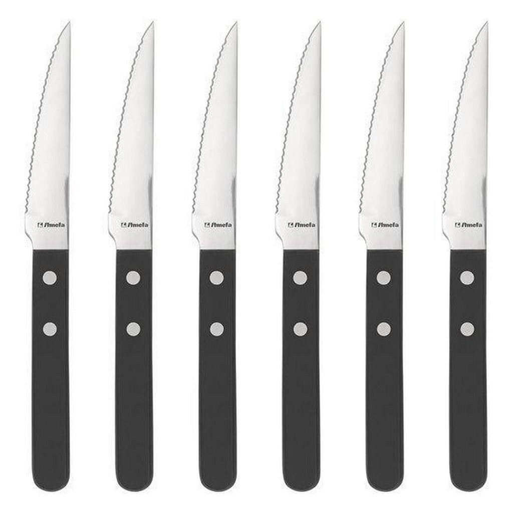 Amefa pizza steak knives 6 pieces black