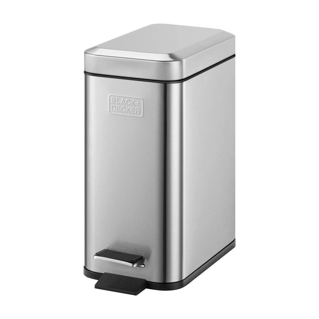 Black Decker Pedal Bin 5L Acero inoxidable Negro