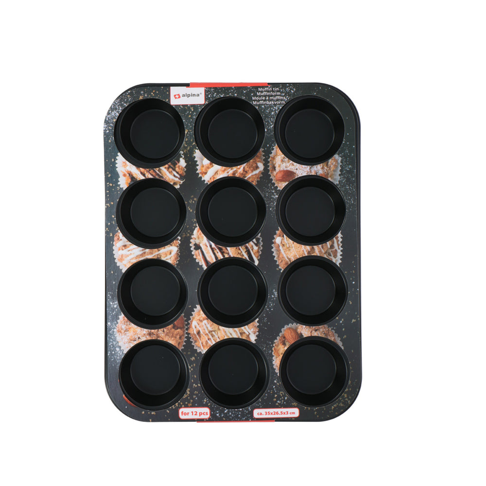 Molde para muffins Alpina 35x26,5x3 cm negro