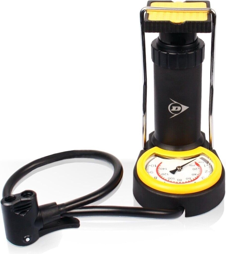 Dunlop mini foot pump air pump tire pump including 3 adapters analogue pressure gauge with storage bag