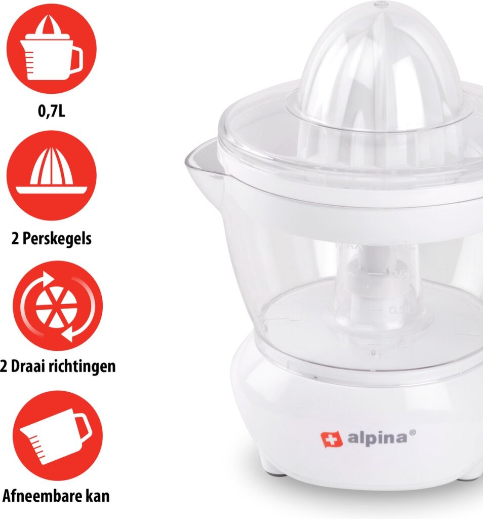 Alpina Citruspers 0,7 litra 2 stiskalnice 2 vrtljive smernice 25 vat bele