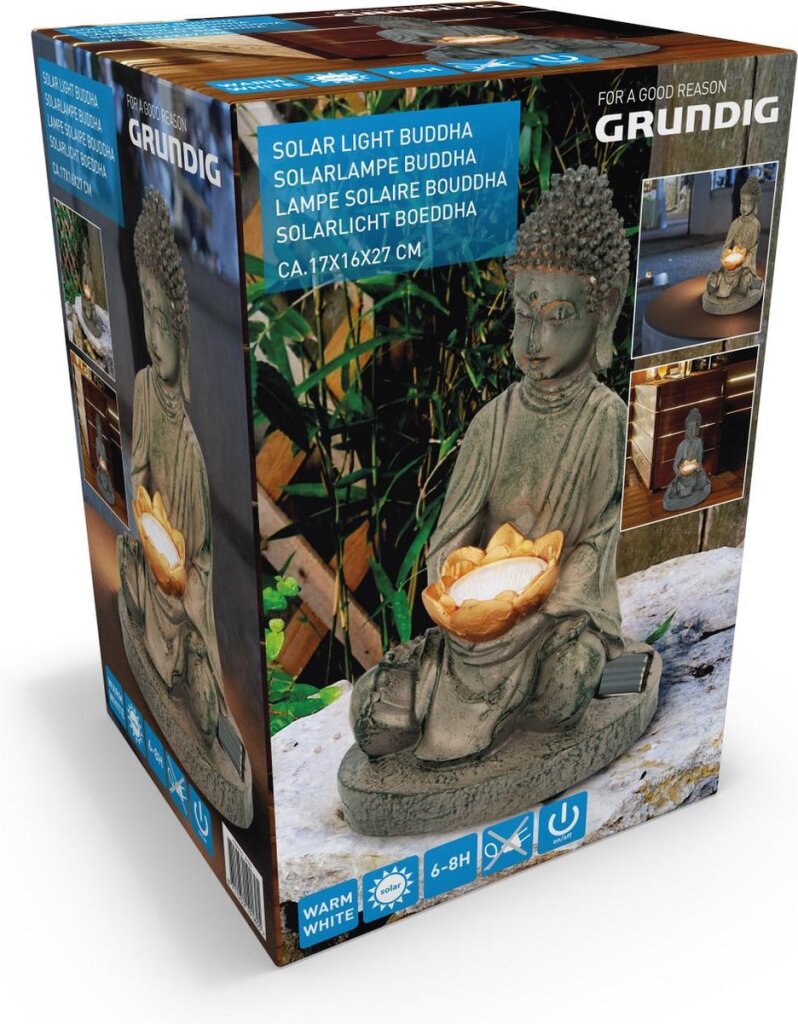 Grundig Grundig Buddha statue with solar lamp LED on-off button burning time 6-8 hours 17x16x27cm