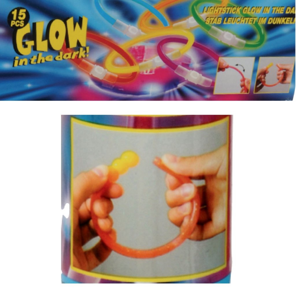 Basic glow in the dark sticks glow bracelets 15 pieces