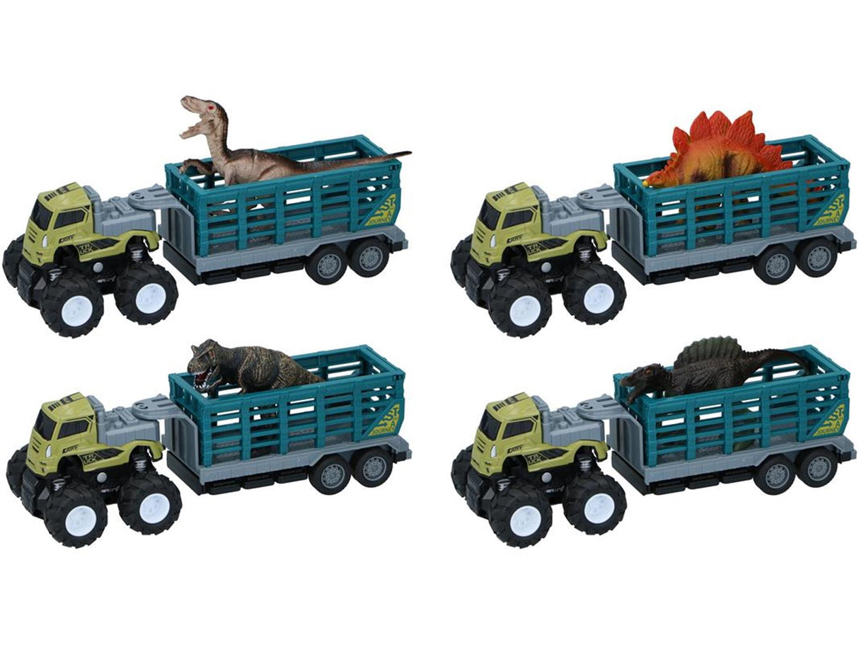 Eddy toys truck met aanhanger en dino 26x9x9cm